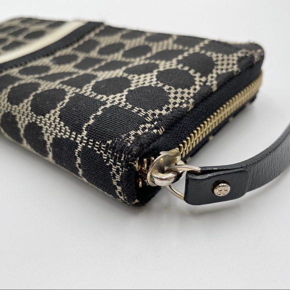 Kate Spade Classic Noel Neda Black Cream Canvas Zip Around Wallet - Picture 11 of 14